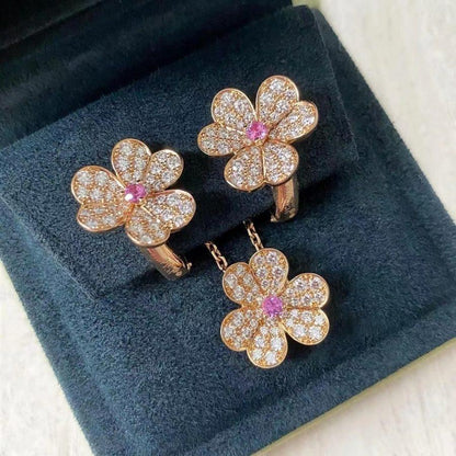 [⭐moonlume]FRIVOLE PINK GOLD FLOWER DIAMOND EARRINGS