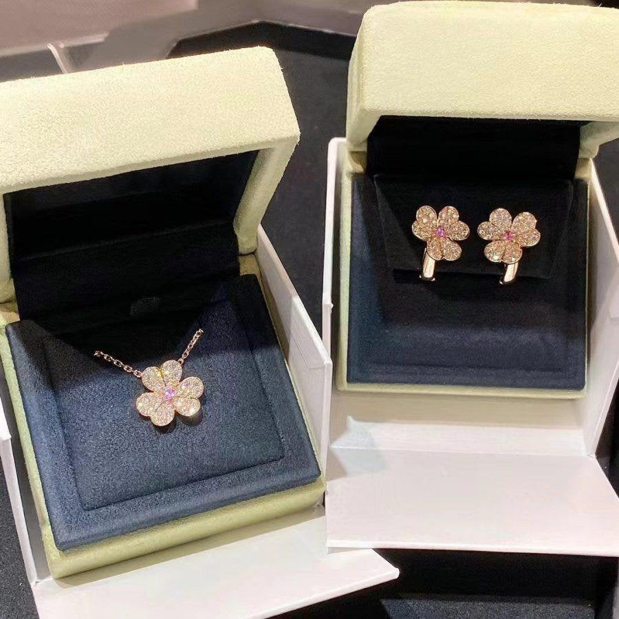 [⭐moonlume]FRIVOLE PINK GOLD FLOWER DIAMOND EARRINGS