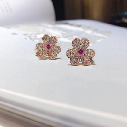 [⭐moonlume]FRIVOLE PINK GOLD FLOWER DIAMOND EARRINGS