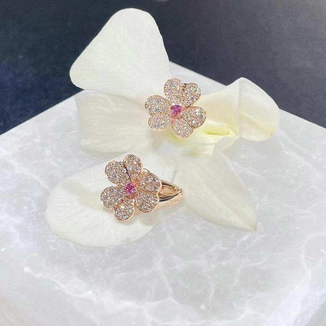 [⭐moonlume]FRIVOLE PINK GOLD FLOWER DIAMOND EARRINGS