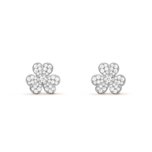 [⭐moonlume]FRIVOLE SILVER FLOWER DIAMOND EARRINGS