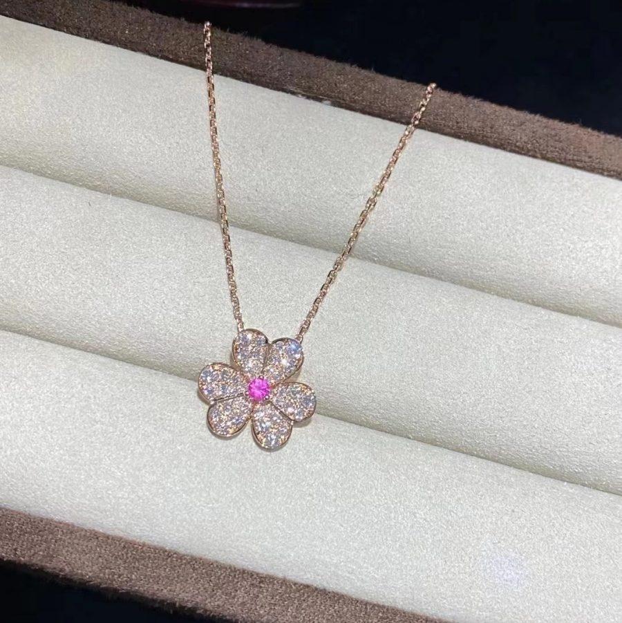 [⭐moonlume]FRIVOLE ROSE GOLD FLOWER DIAMOND NECKLACE