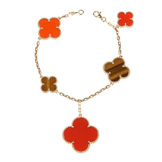 [⭐moonlume]CLOVER BRACELET 5 MOTIFS CARNELIAN TIGER EYE