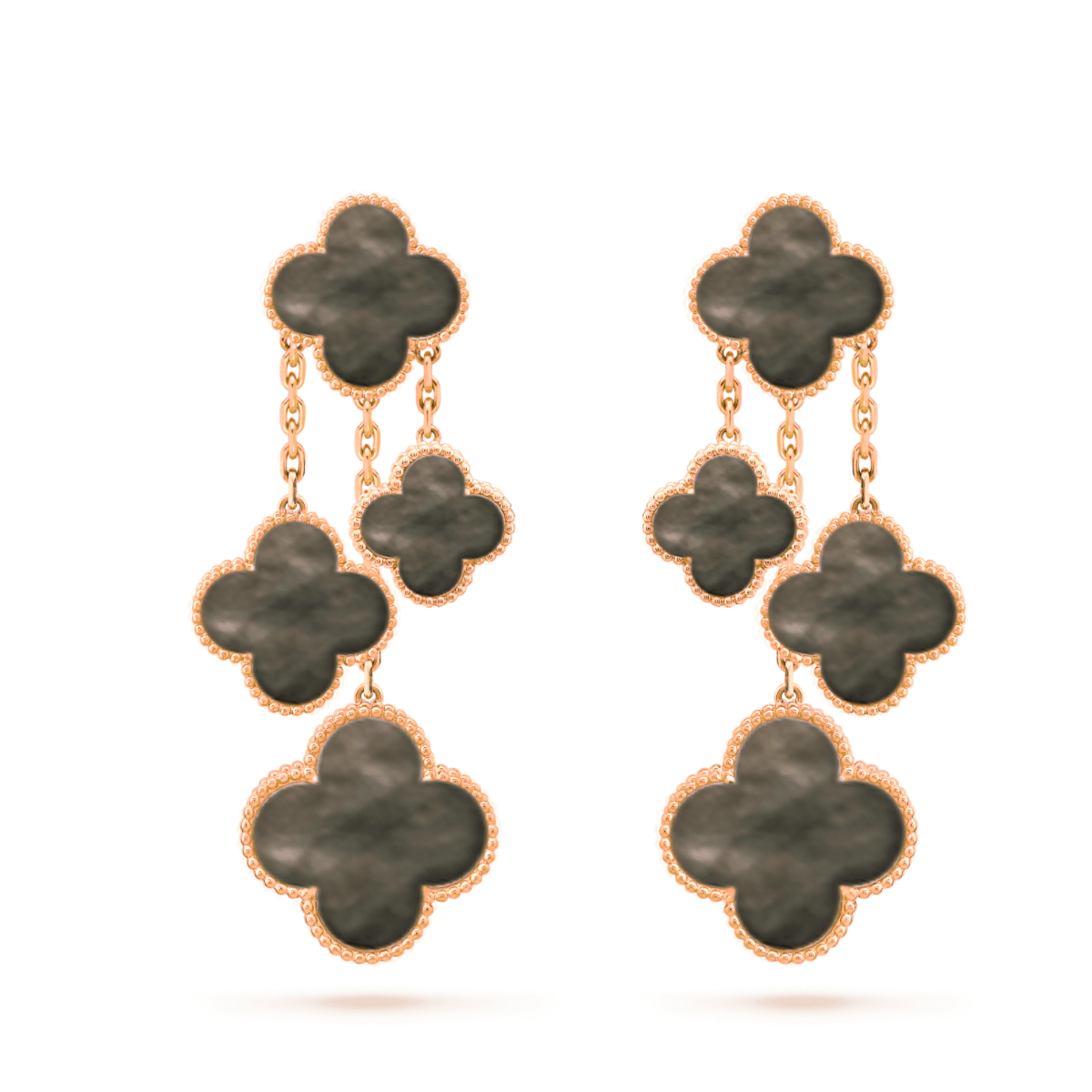[⭐moonlume]CLOVER EARRINGS DARK MOP 4 MOTIFS ROSE GOLD