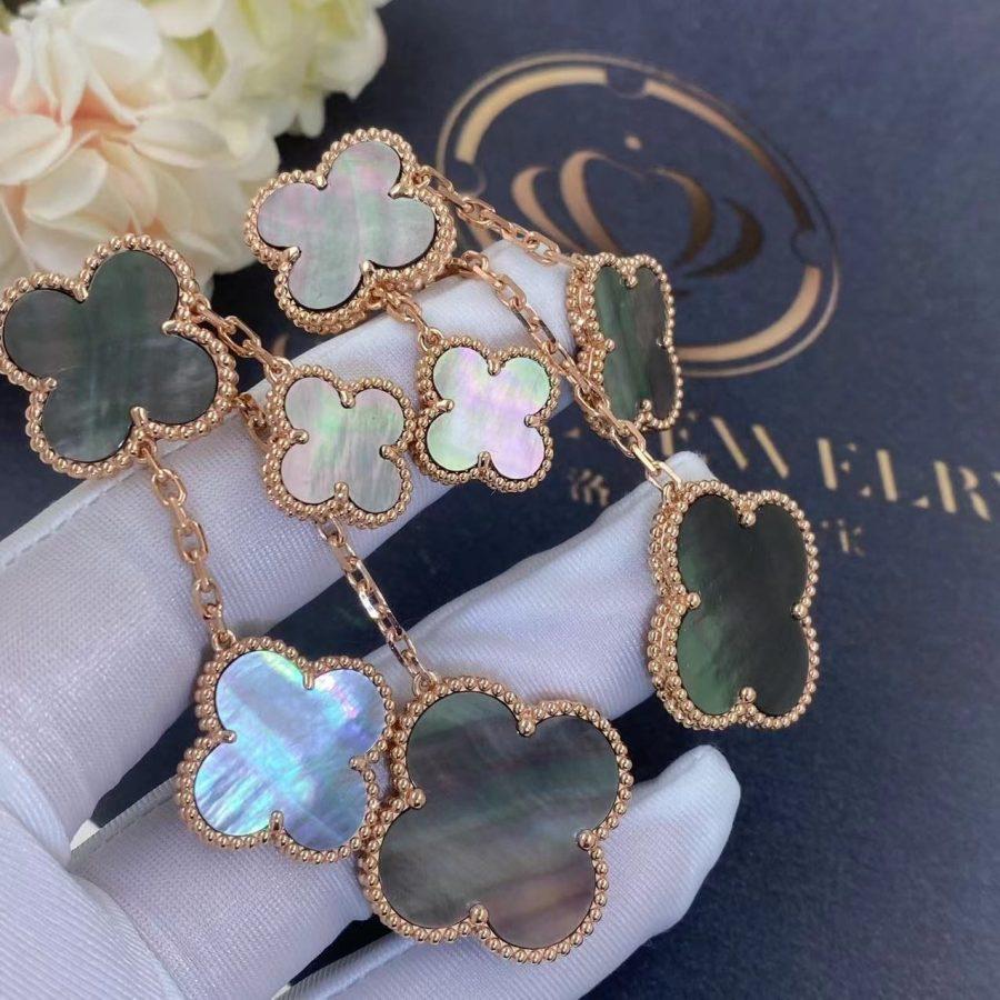 [⭐moonlume]CLOVER EARRINGS DARK MOP 4 MOTIFS ROSE GOLD