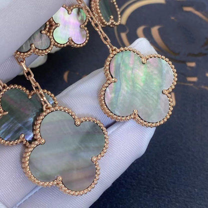 [⭐moonlume]CLOVER EARRINGS DARK MOP 4 MOTIFS ROSE GOLD