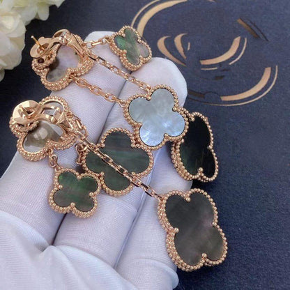 [⭐moonlume]CLOVER EARRINGS DARK MOP 4 MOTIFS ROSE GOLD