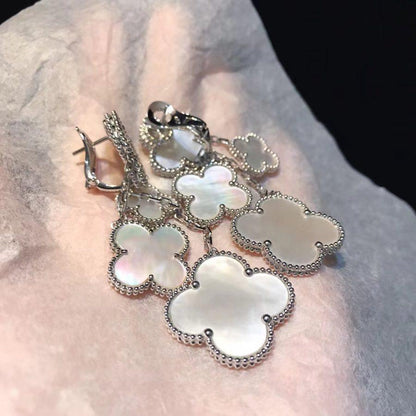 [⭐moonlume]CLOVER EARRINGS WHITE MOP 4 MOTIFS SILVER