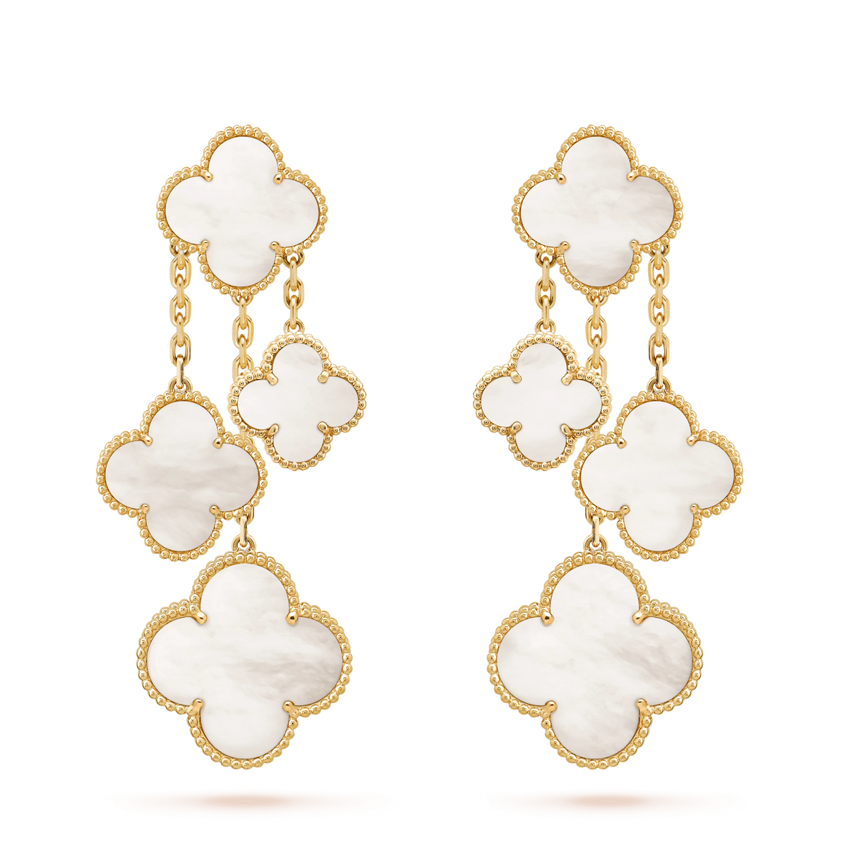 [⭐moonlume]CLOVER EARRINGS WHITE MOP 4 MOTIFS GOLD