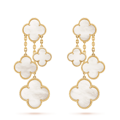 [⭐moonlume]CLOVER EARRINGS WHITE MOP 4 MOTIFS GOLD