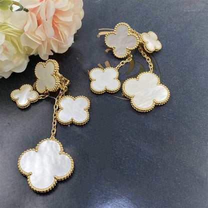 [⭐moonlume]CLOVER EARRINGS WHITE MOP 4 MOTIFS GOLD