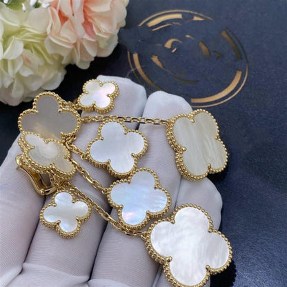[⭐moonlume]CLOVER EARRINGS WHITE MOP 4 MOTIFS GOLD