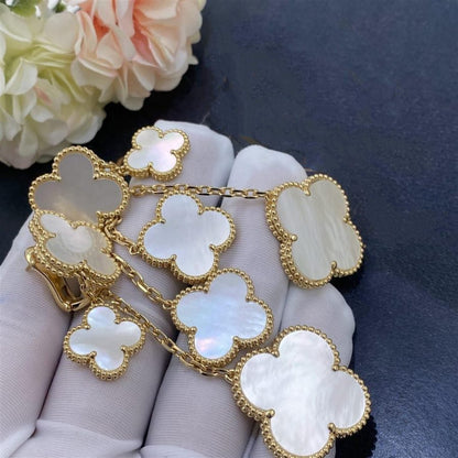 [⭐moonlume]CLOVER EARRINGS WHITE MOP 4 MOTIFS GOLD