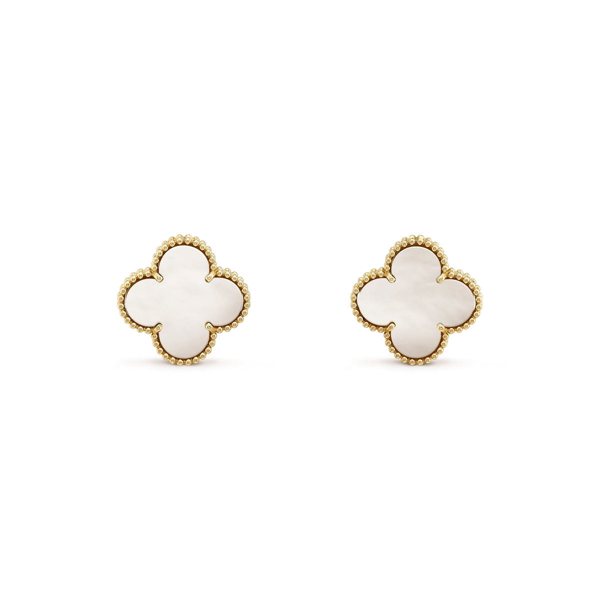 [⭐moonlume]CLOVER MEDIUM 1 MOTIFS  WHITE MOP STUD EARRINGS