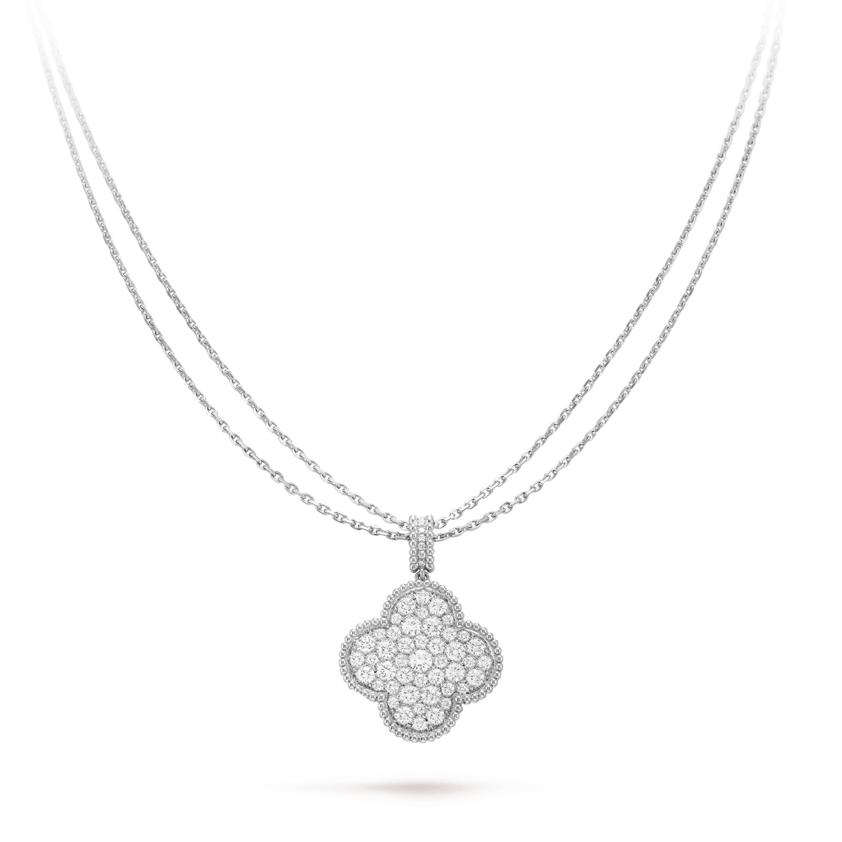 [⭐moonlume]CLOVER 25MM SILVER FULL DIAMOND BIG CLOVER NECKLACE