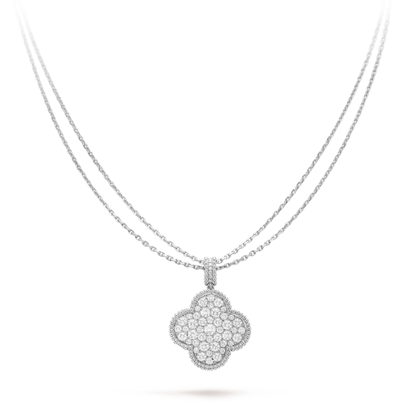 [⭐moonlume]CLOVER 25MM SILVER FULL DIAMOND BIG CLOVER NECKLACE