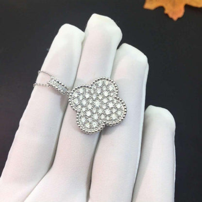 [⭐moonlume]CLOVER 25MM SILVER FULL DIAMOND BIG CLOVER NECKLACE