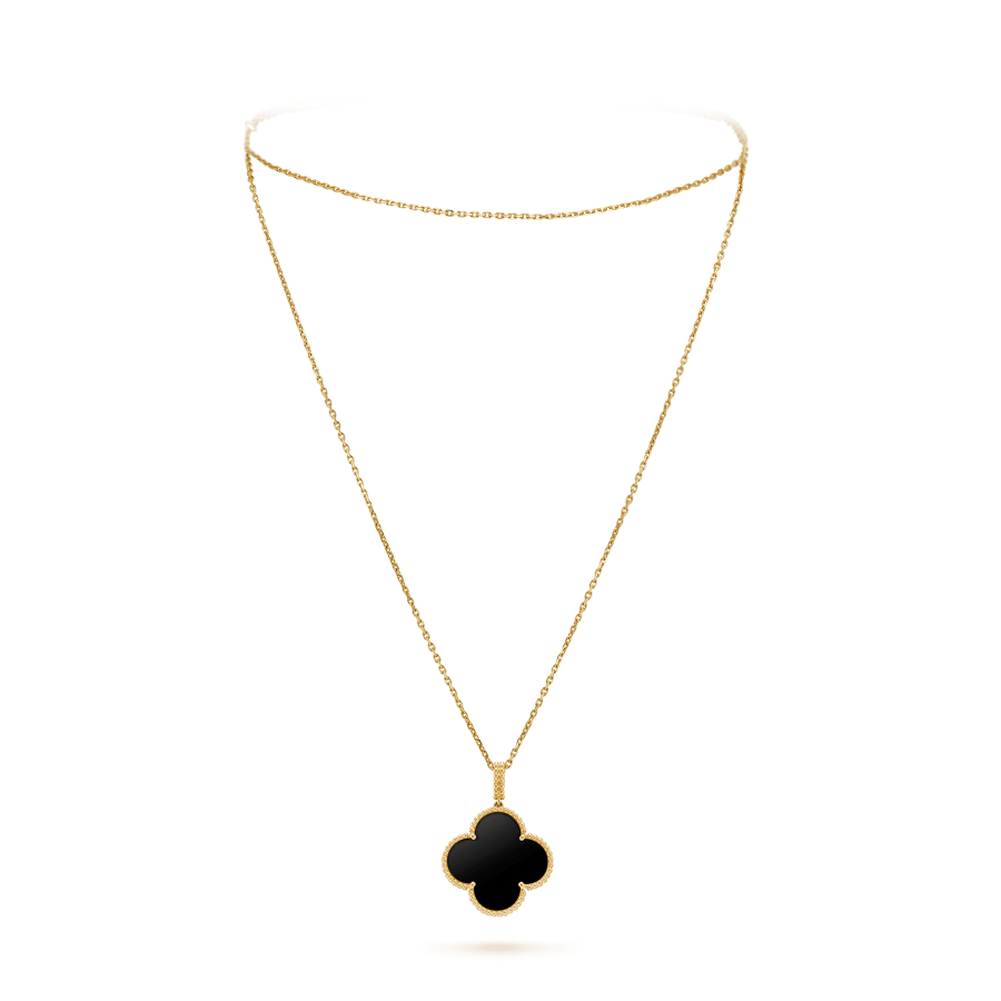 [⭐moonlume]CLOVER 25MM GOLD ONYX BIG CLOVER NECKLACE