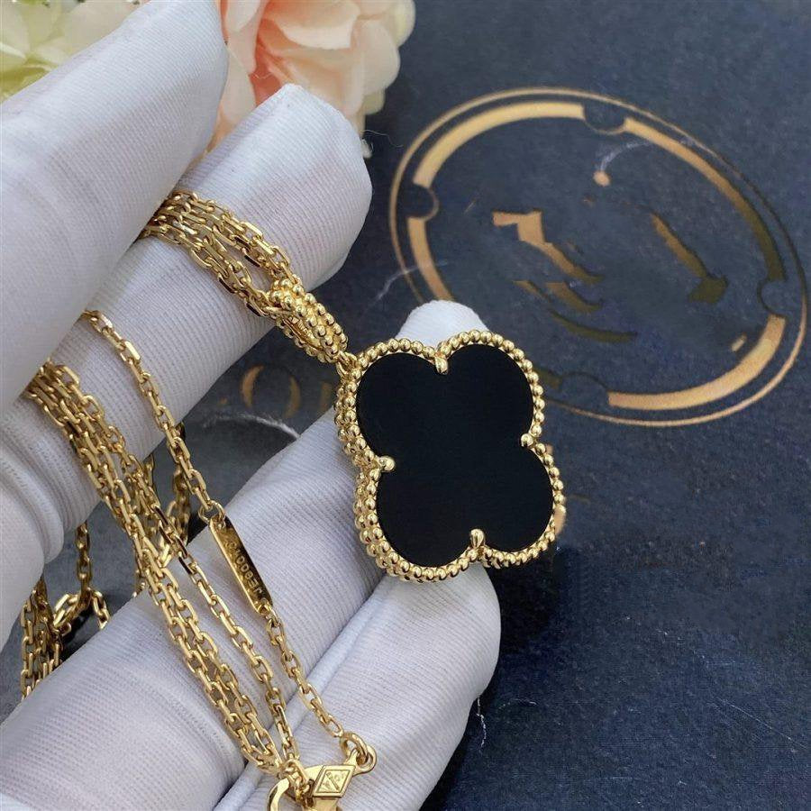 [⭐moonlume]CLOVER 25MM GOLD ONYX BIG CLOVER NECKLACE