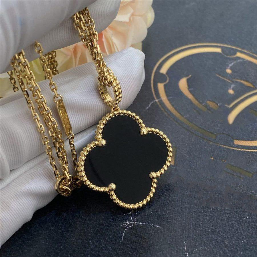 [⭐moonlume]CLOVER 25MM GOLD ONYX BIG CLOVER NECKLACE