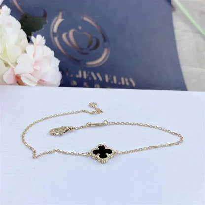 [⭐moonlume]CLOVER ONYX SINGLE FLOWER BRACELET