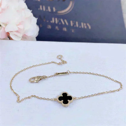 [⭐moonlume]CLOVER ONYX SINGLE FLOWER BRACELET