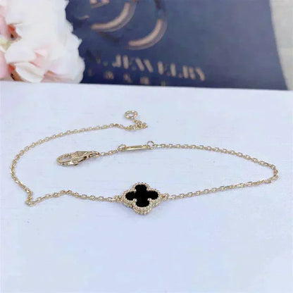 [⭐moonlume]CLOVER ONYX SINGLE FLOWER BRACELET