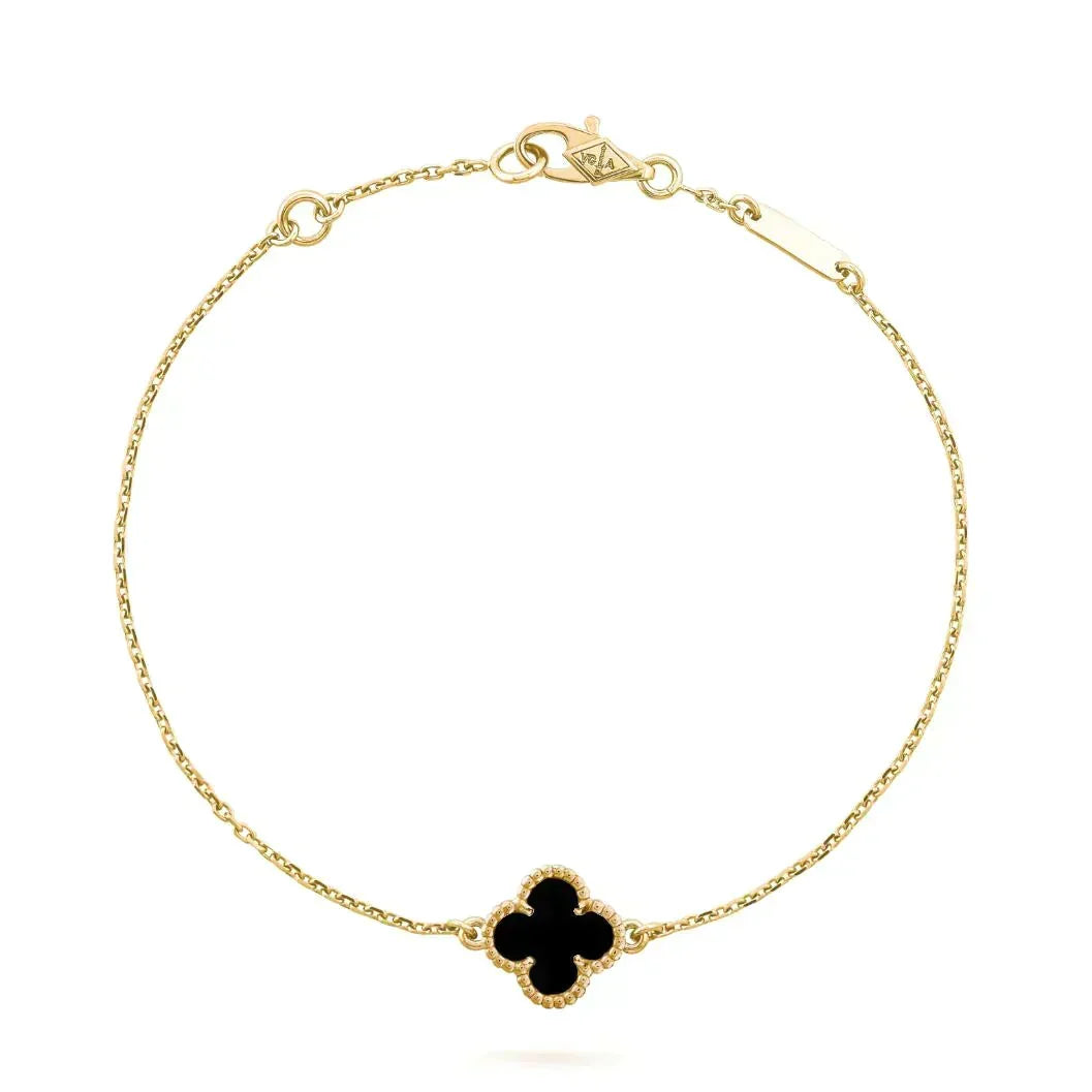[⭐moonlume]CLOVER ONYX SINGLE FLOWER BRACELET