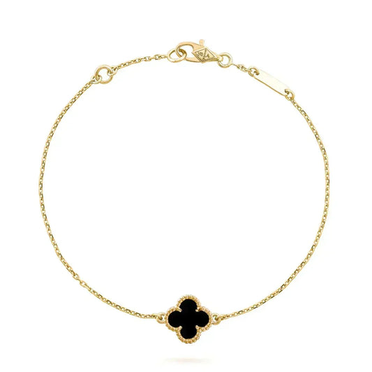 [⭐moonlume]CLOVER ONYX SINGLE FLOWER BRACELET