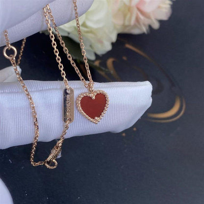 [⭐moonlume]SWEET CLOVER CARNELIAN HEART NECKLACE