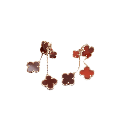 [⭐moonlume]CLOVER EARRINGS CARNELIAN 4 MOTIFS PINK GOLD