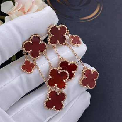 [⭐moonlume]CLOVER EARRINGS CARNELIAN 4 MOTIFS PINK GOLD