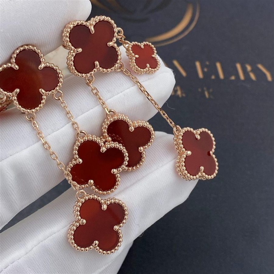 [⭐moonlume]CLOVER EARRINGS CARNELIAN 4 MOTIFS PINK GOLD