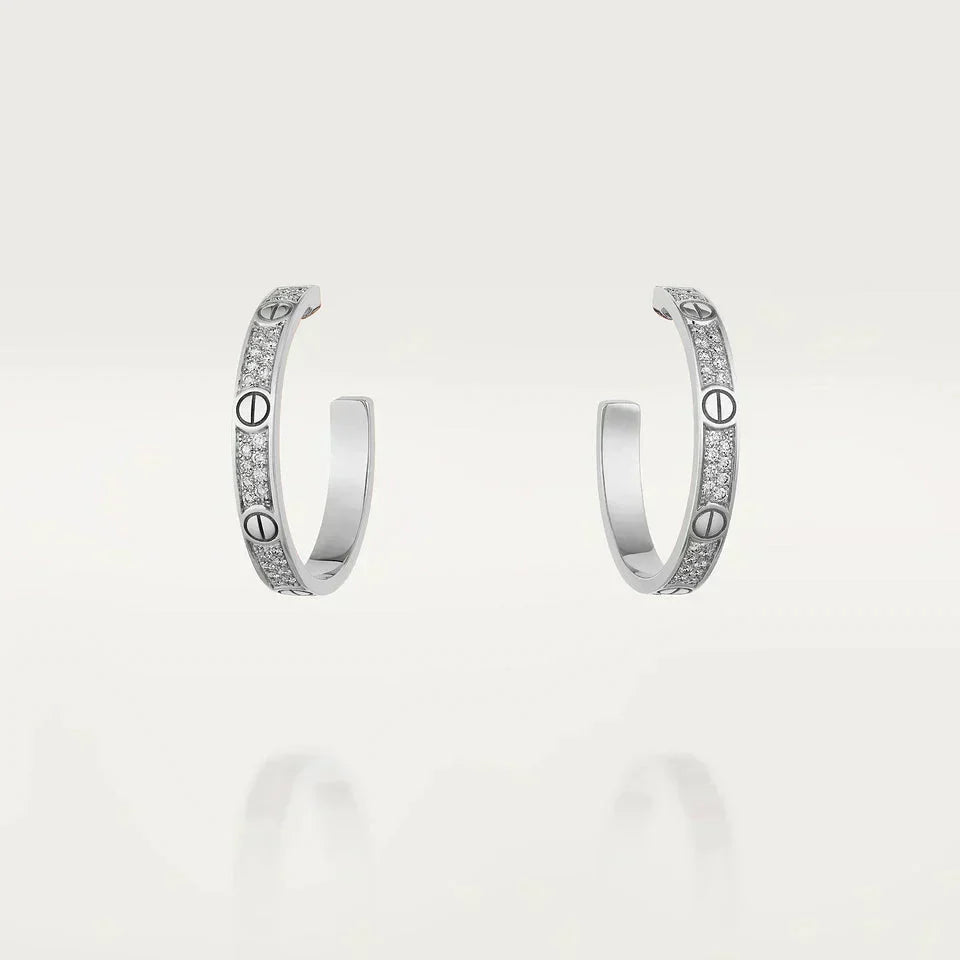 [⭐moonlume]LOVE DIAMOND SILVER HOOP EARRINGS