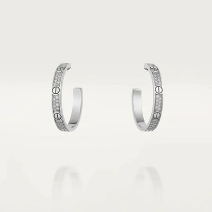 [⭐moonlume]LOVE DIAMOND SILVER HOOP EARRINGS