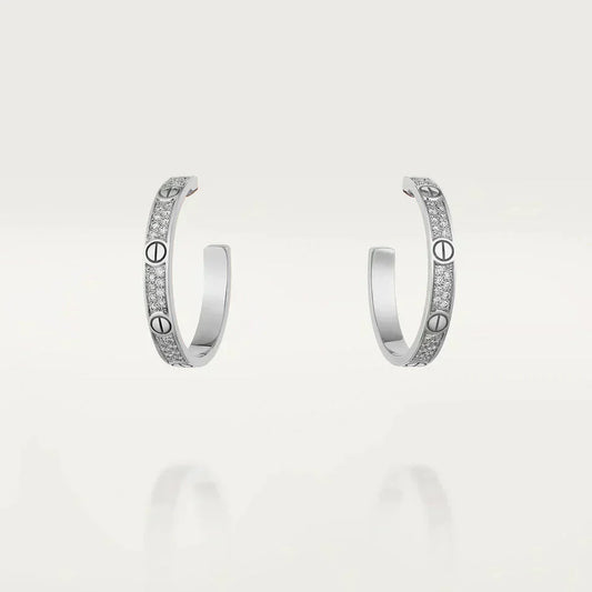 [⭐moonlume]LOVE DIAMOND SILVER HOOP EARRINGS