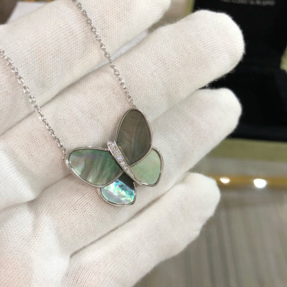 [⭐moonlume]LARGE BUTTERFLY SILVER PENDANT DIAMOND NECKLACE