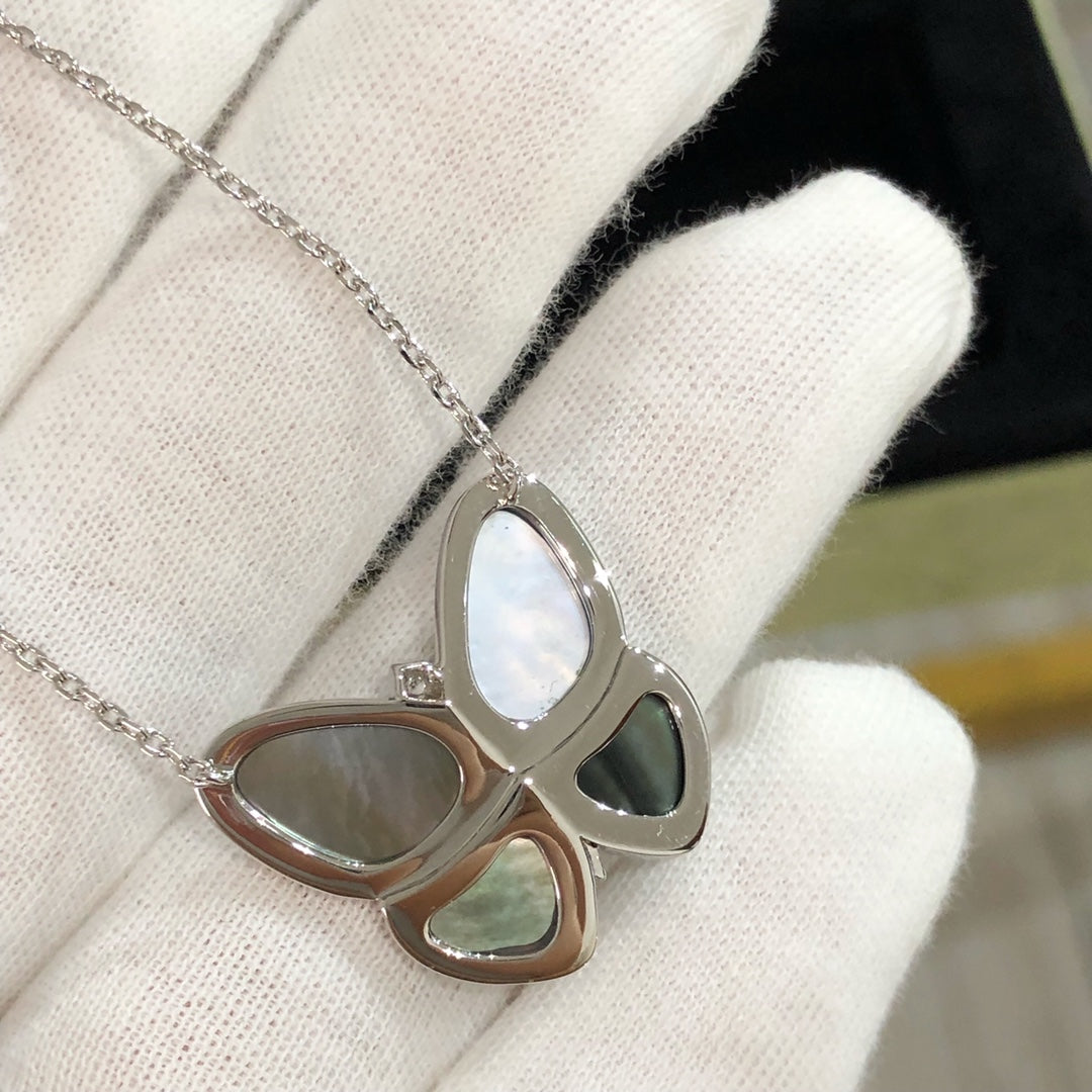 [⭐moonlume]LARGE BUTTERFLY SILVER PENDANT DIAMOND NECKLACE