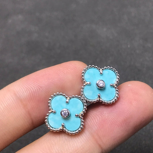 [⭐moonlume]CLOVER 1 DIAMOND BLUE SKY SILVER EARRINGS