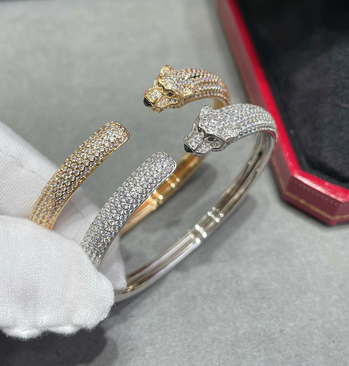 [⭐moonlume]PANTHERE FULL DIAMOND OPEN BRACELET