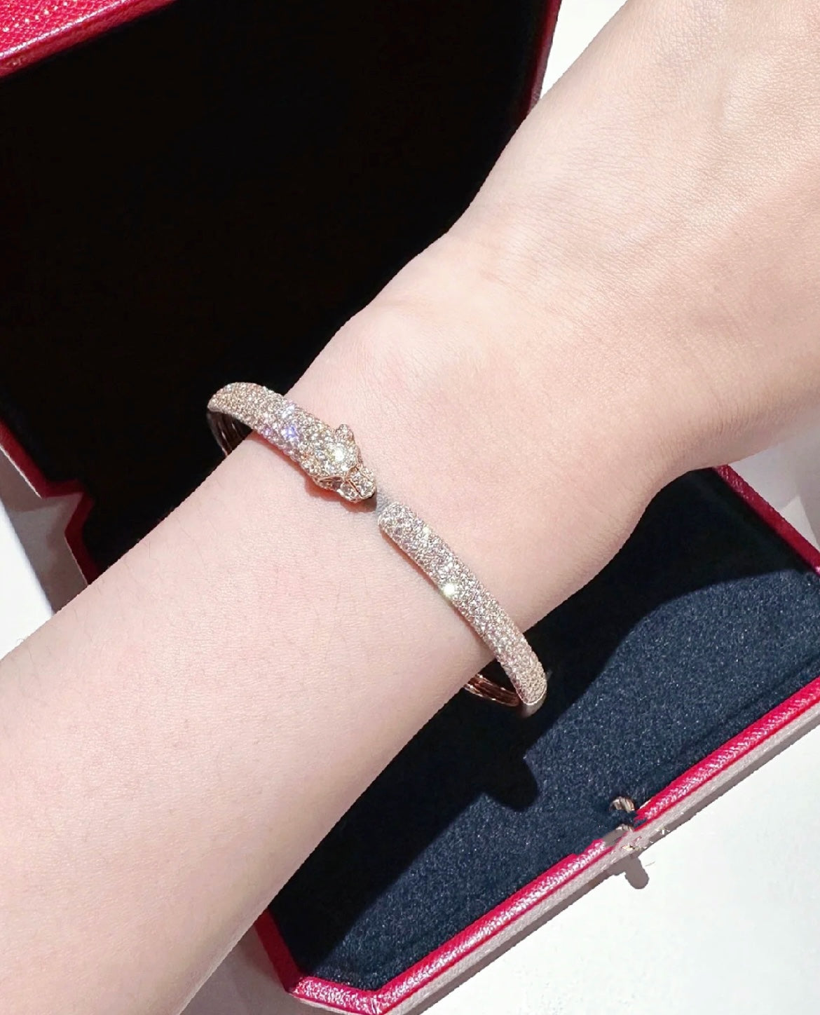 [⭐moonlume]PANTHERE FULL DIAMOND OPEN BRACELET