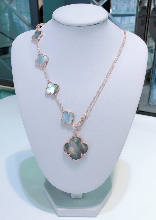 [⭐moonlume]COMBINED BRACELET 5 MOTIFS AND NECKLACE DARK MOP ROSE GOLD