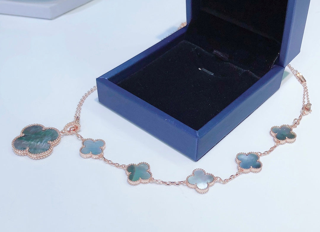 [⭐moonlume]COMBINED BRACELET 5 MOTIFS AND NECKLACE DARK MOP ROSE GOLD
