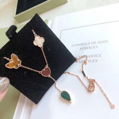 [⭐moonlume]LUCKY SPRING 4 MOTIFS ROSE GOLD NECKLACE