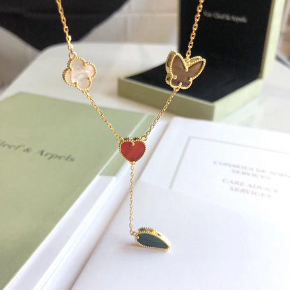 [⭐moonlume]LUCKY SPRING 4 MOTIFS ROSE GOLD NECKLACE