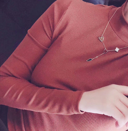 [⭐moonlume]LUCKY SPRING 4 MOTIFS ROSE GOLD NECKLACE