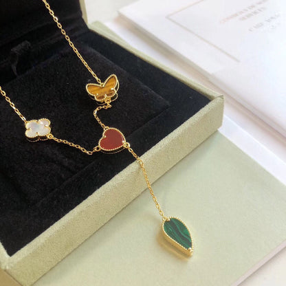 [⭐moonlume]LUCKY SPRING 4 MOTIFS ROSE GOLD NECKLACE