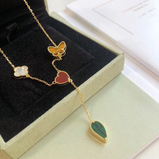 [⭐moonlume]LUCKY SPRING 4 MOTIFS ROSE GOLD NECKLACE