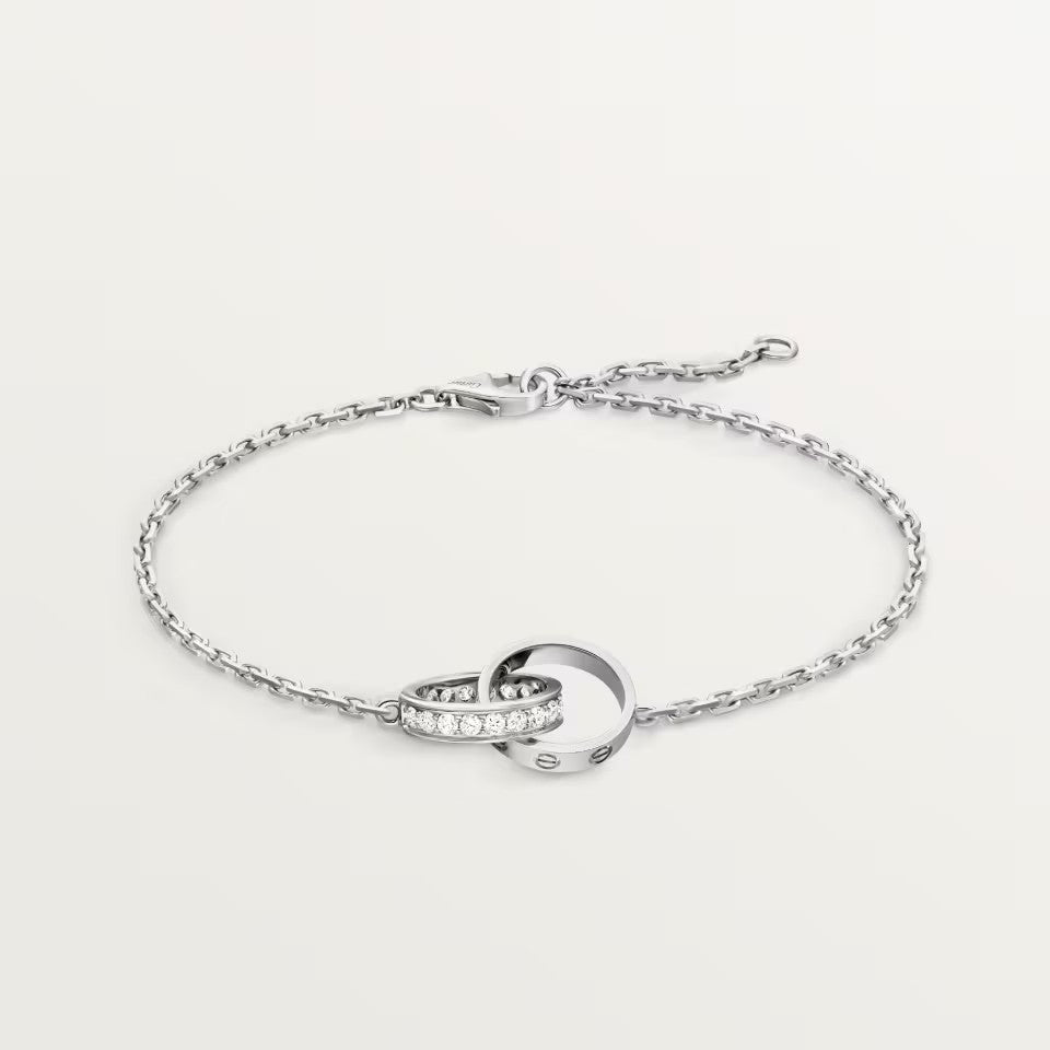 [⭐moonlume]LOVE DOUBLE RING HALF DIAMOND BRACELET