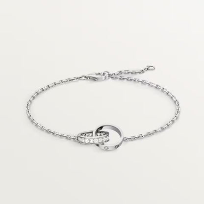 [⭐moonlume]LOVE DOUBLE RING HALF DIAMOND BRACELET